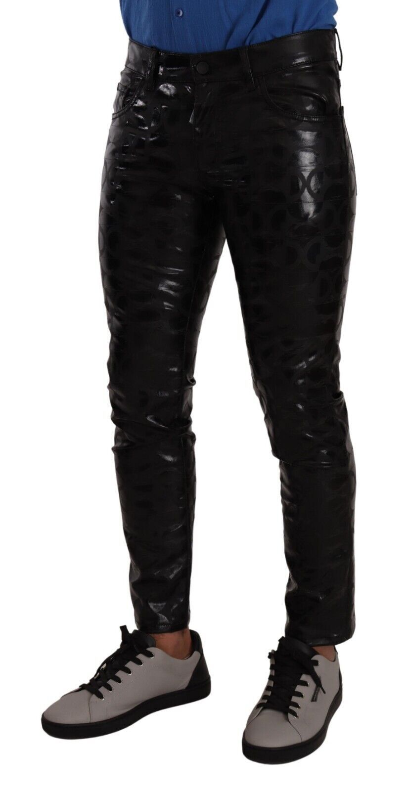 Dolce &amp; Gabbana Black Logo Cotton Stretch Skinny Pants