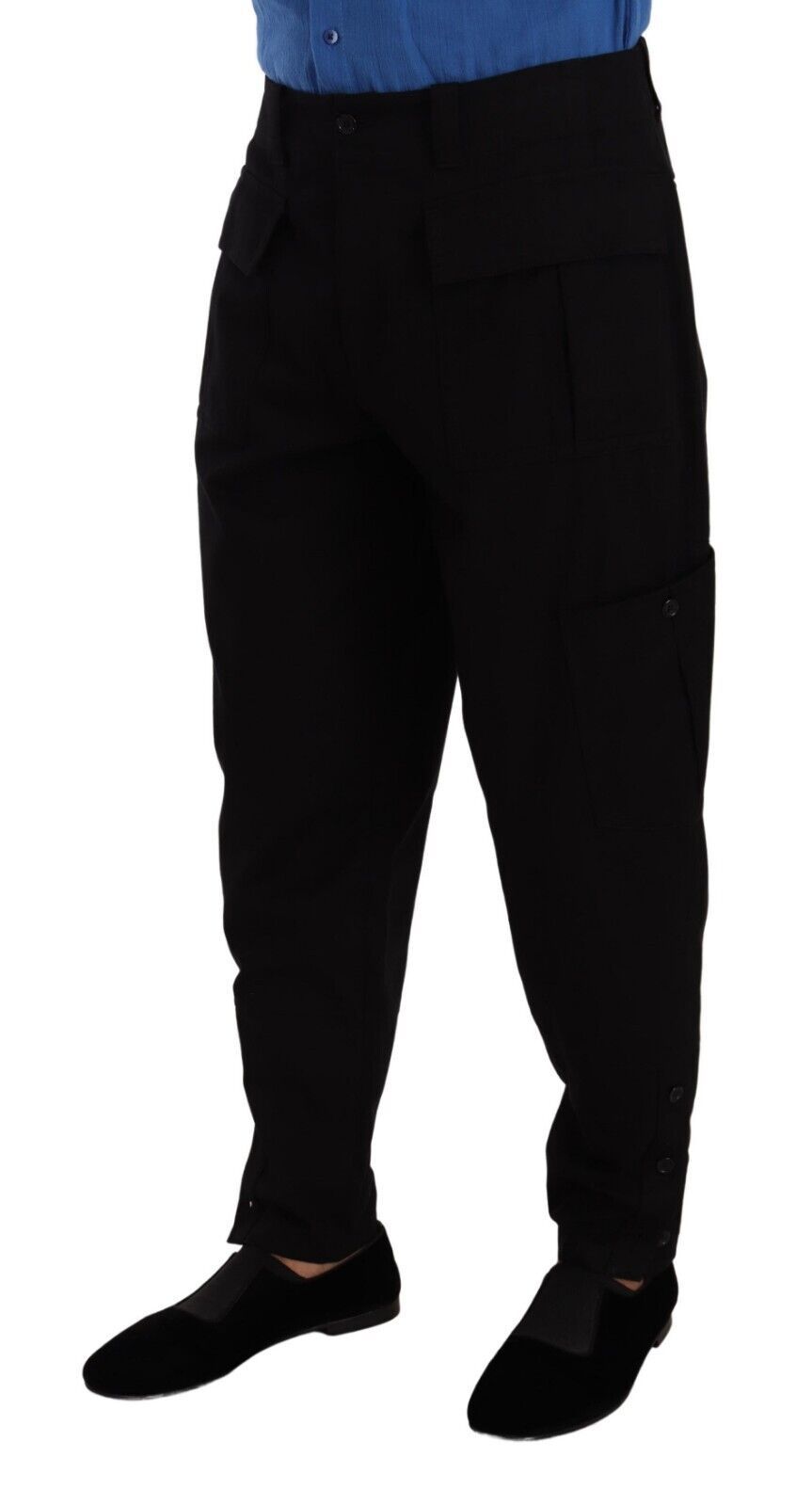 Dolce &amp; Gabbana Black Cotton Stretch Tapered Cargo Pants