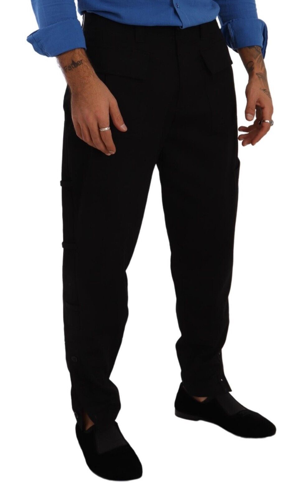 Dolce &amp; Gabbana Black Cotton Stretch Tapered Cargo Pants