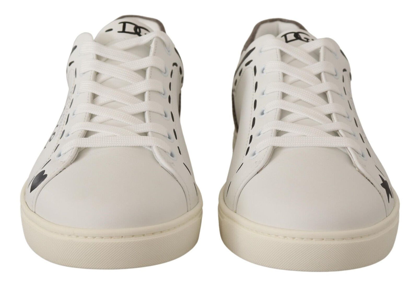 Dolce &amp; Gabbana White Leather Gray LOVE Casual Sneakers Shoes