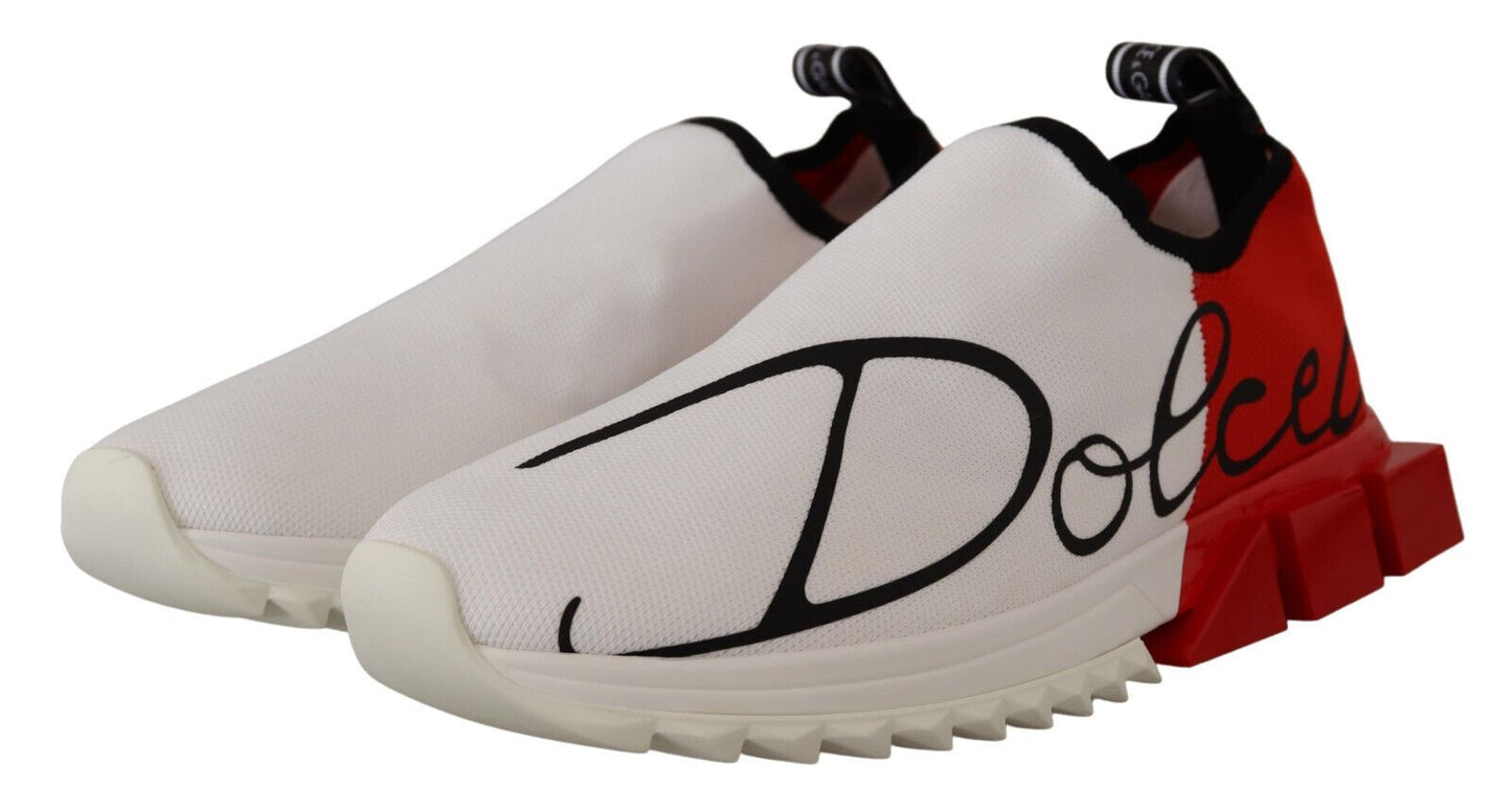 Dolce &amp; Gabbana White Red Sorrento Sandals Sneakers