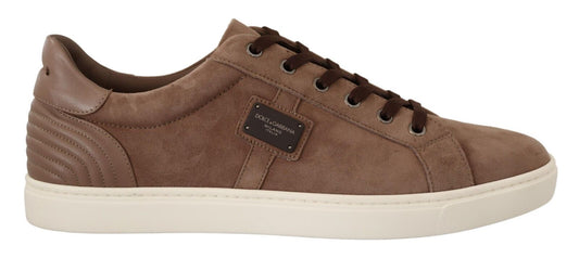 Dolce &amp; Gabbana Brown Suede Leather Sneakers Shoes