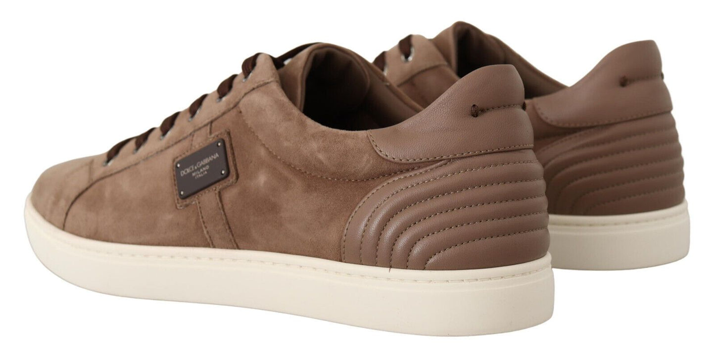 Dolce &amp; Gabbana Brown Suede Leather Sneakers Shoes