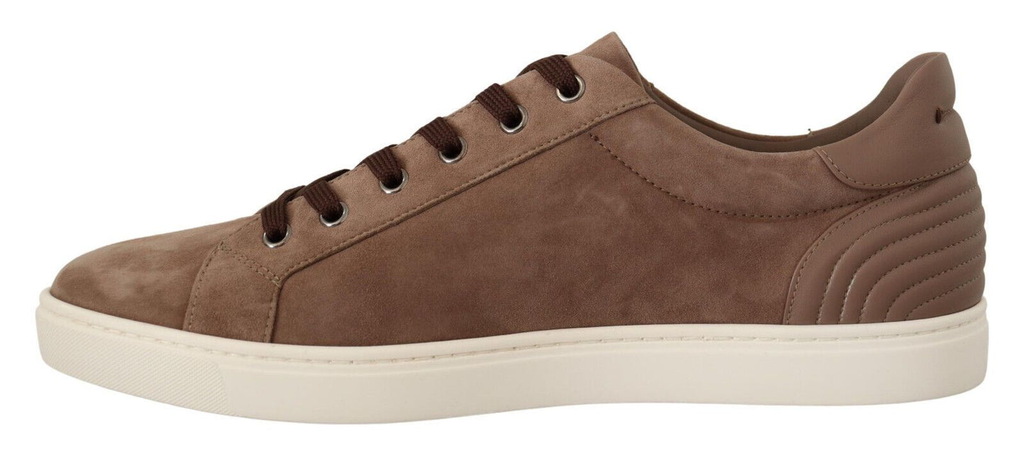 Dolce &amp; Gabbana Brown Suede Leather Sneakers Shoes