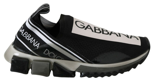 Dolce &amp; Gabbana Black White SORRENTO Sport Stretch Sneakers