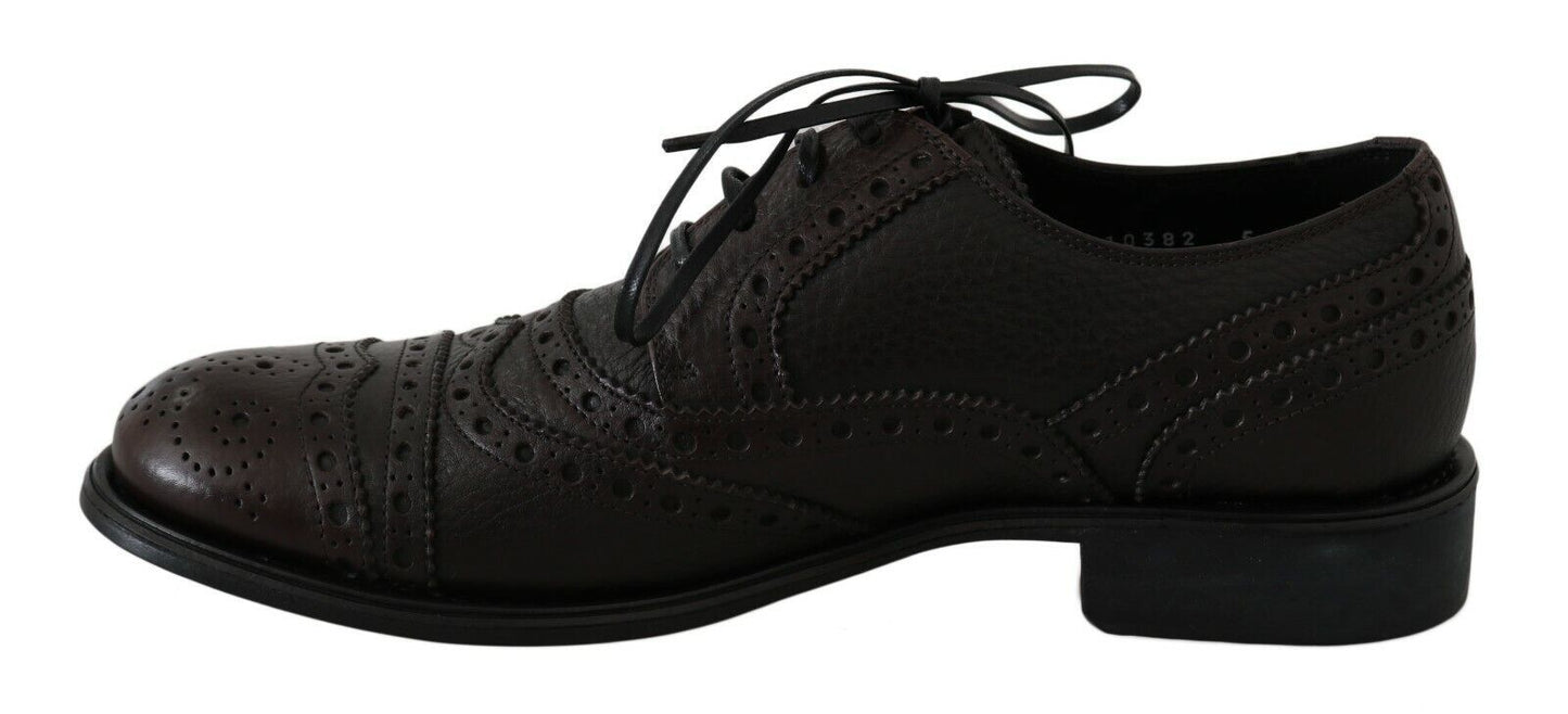 Dolce &amp; Gabbana Braune Flügelspitzen-Derby-Schuhe aus braunem Leder