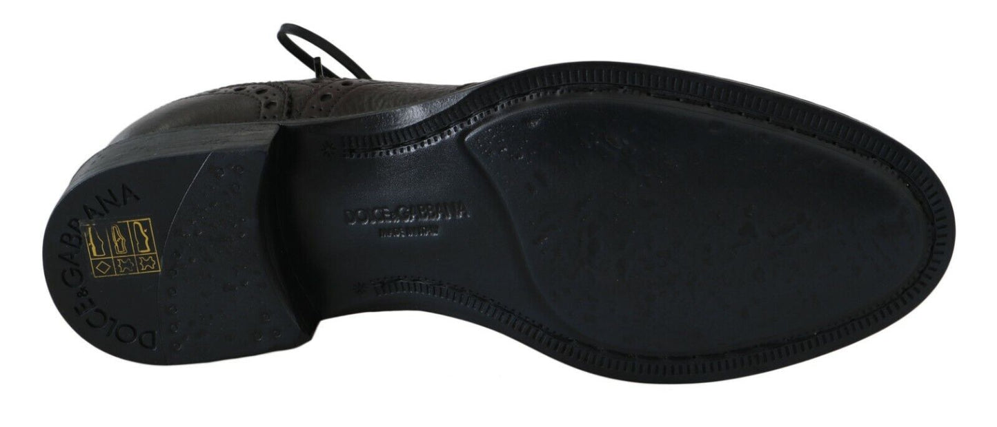 Dolce &amp; Gabbana Braune Flügelspitzen-Derby-Schuhe aus braunem Leder