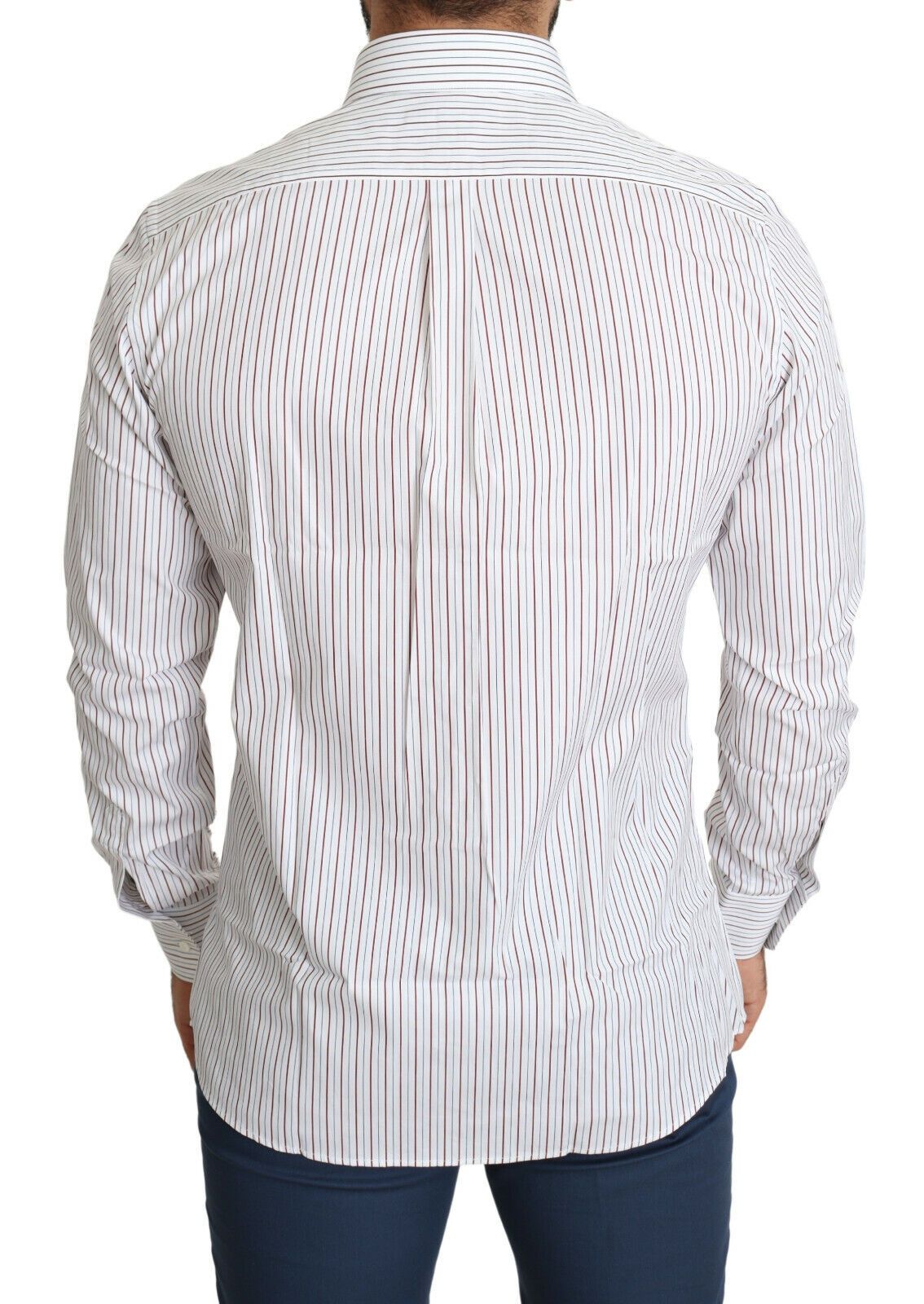 Dolce &amp; Gabbana White Striped Formal MARTINI Shirt