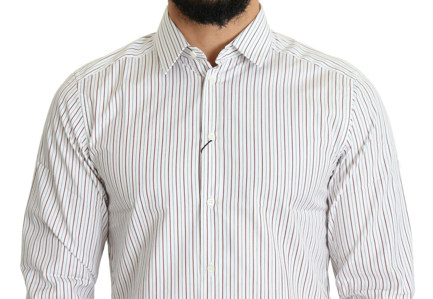 Dolce &amp; Gabbana White Striped Formal MARTINI Shirt