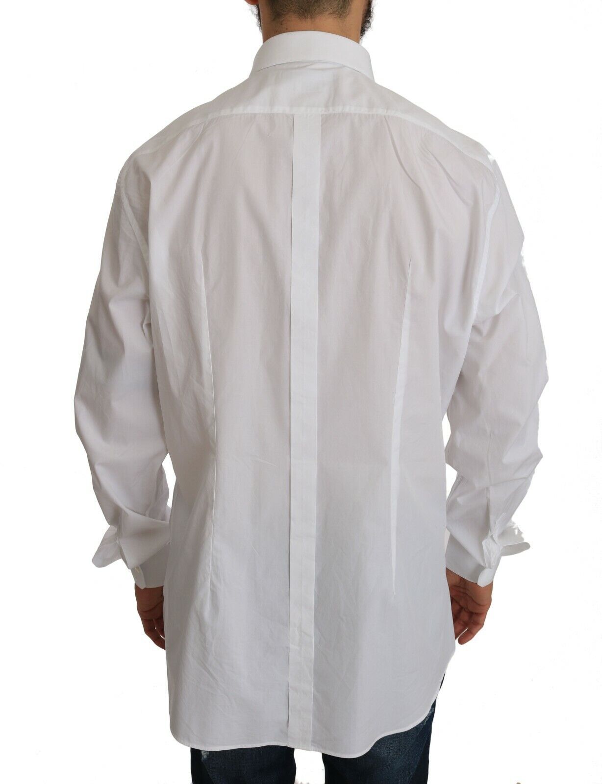 Dolce &amp; Gabbana White 100% Cotton GOLD Slim Dress Shirt