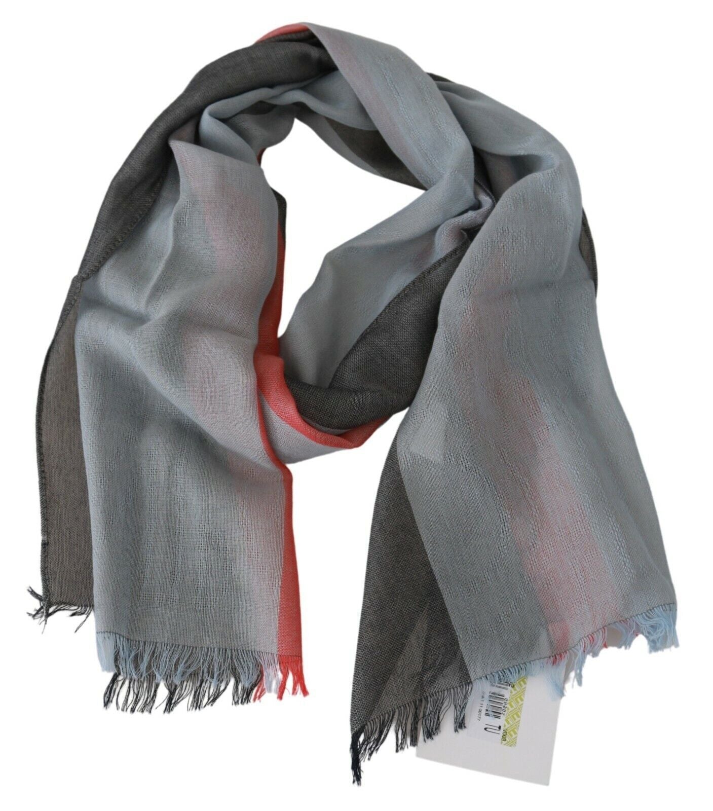 Dolce &amp; Gabbana Grey Fringe Neck Wrap Cotton Scarf