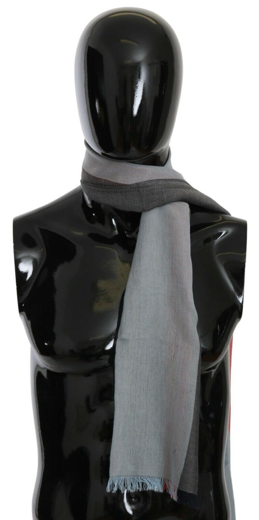 Dolce &amp; Gabbana Grey Fringe Neck Wrap Cotton Scarf