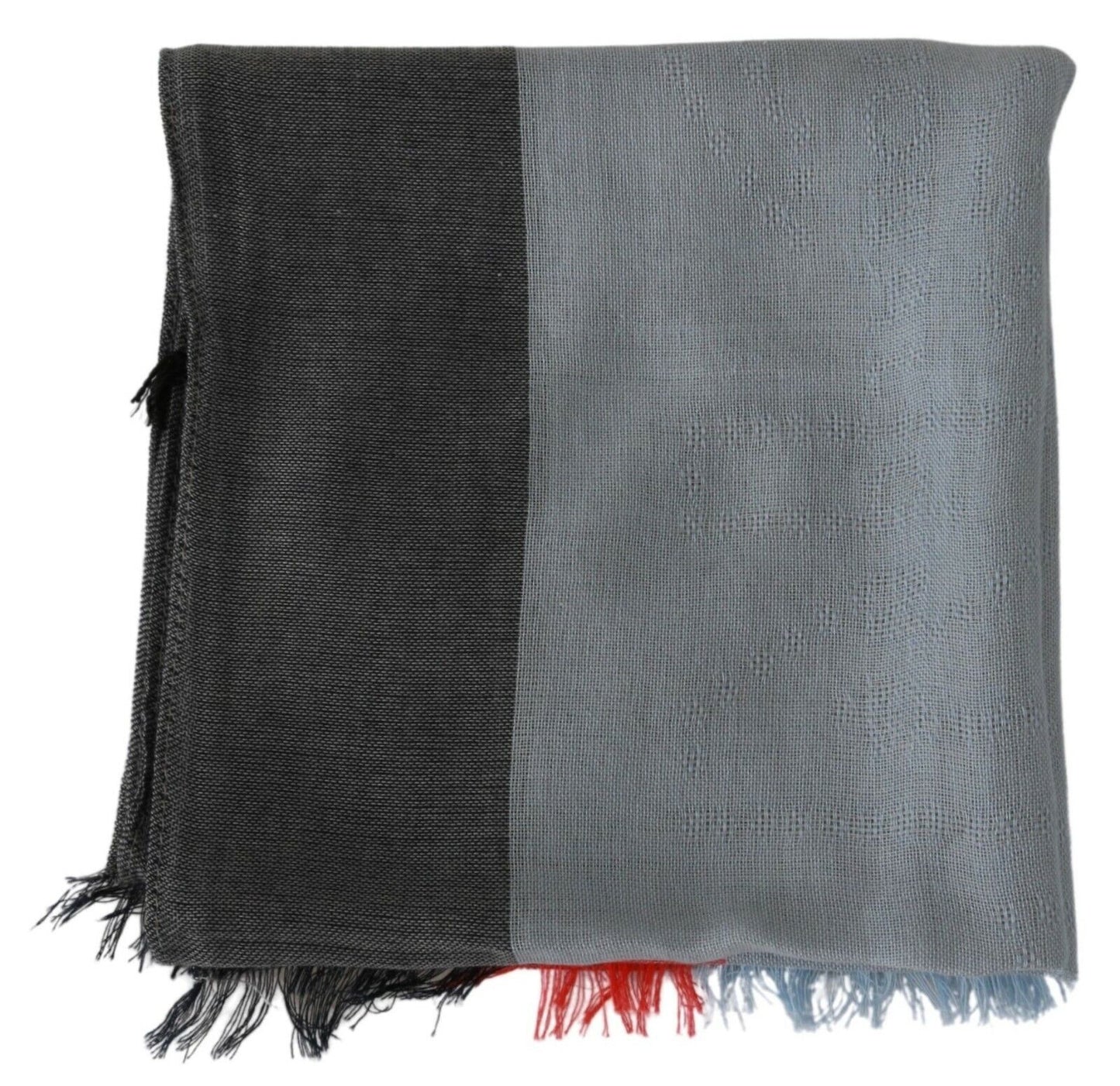 Dolce &amp; Gabbana Grey Fringe Neck Wrap Cotton Scarf