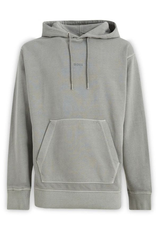 Hugo Boss Grey Cotton Mga Detalye ng Logo na Naka-hood na Sweatshirt