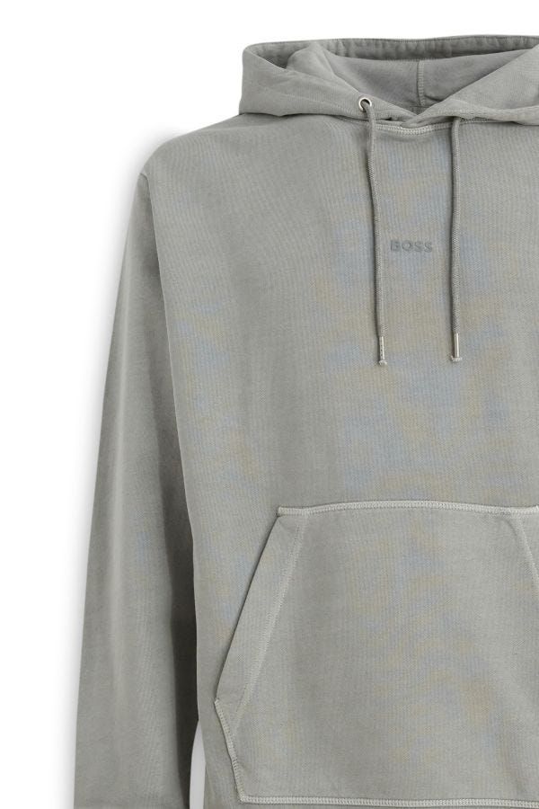 Hugo Boss Grey Cotton Mga Detalye ng Logo na Naka-hood na Sweatshirt