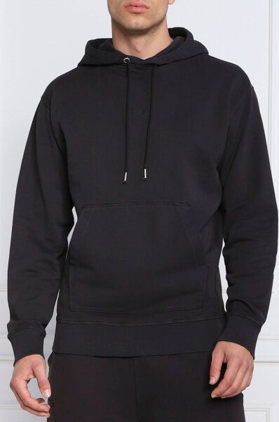 Hugo Boss Dunkelblaues Baumwoll-Kapuzenpullover mit Logodetails