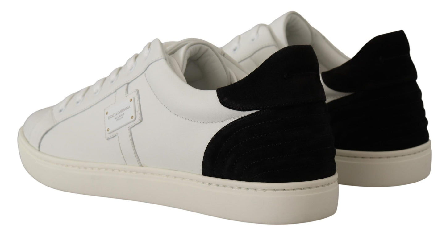 Dolce &amp; Gabbana White Suede Leather Low Tops Sneakers