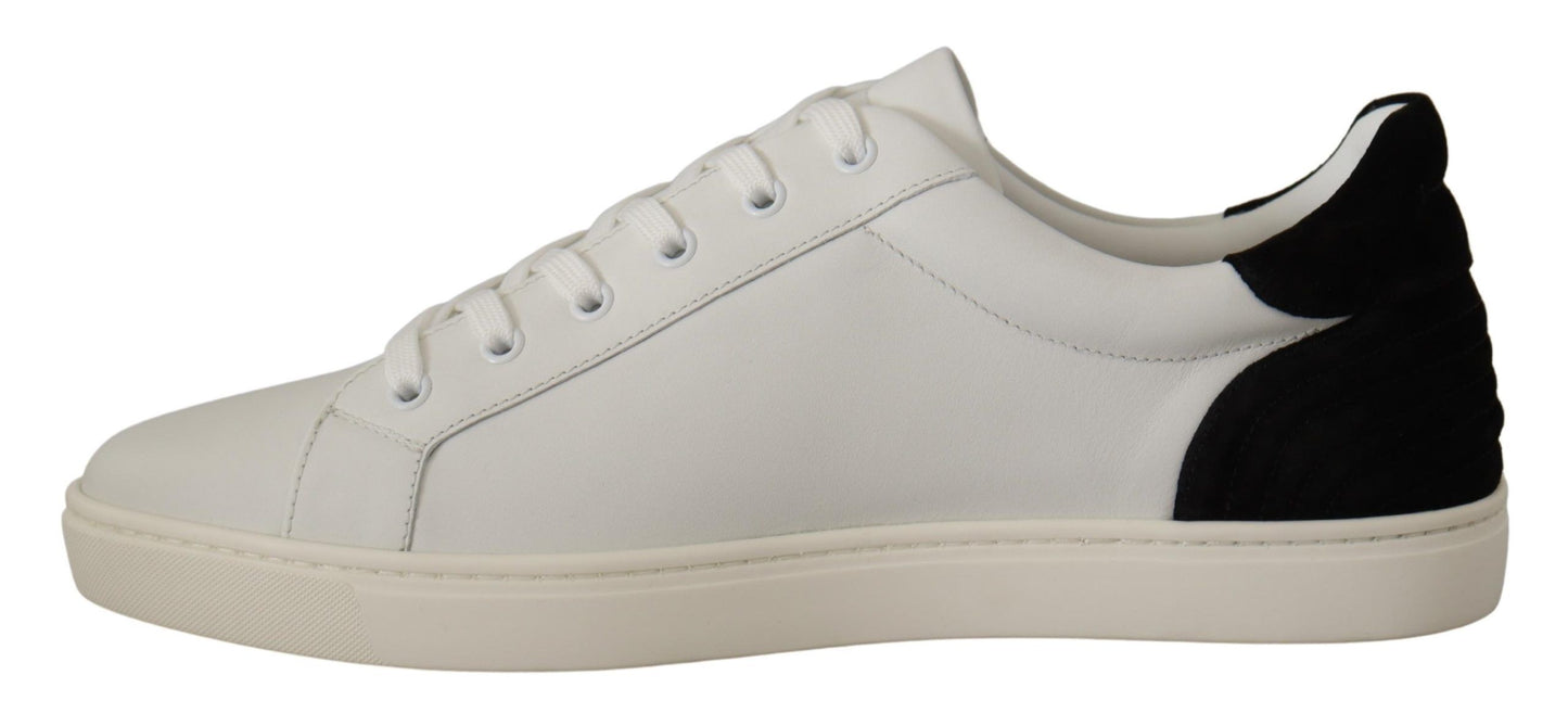 Dolce &amp; Gabbana White Suede Leather Low Tops Sneakers