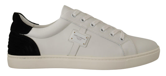 Dolce &amp; Gabbana White Suede Leather Low Tops Sneakers