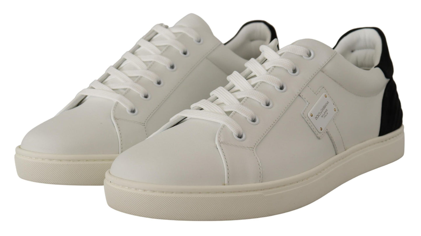 Dolce &amp; Gabbana White Suede Leather Low Tops Sneakers