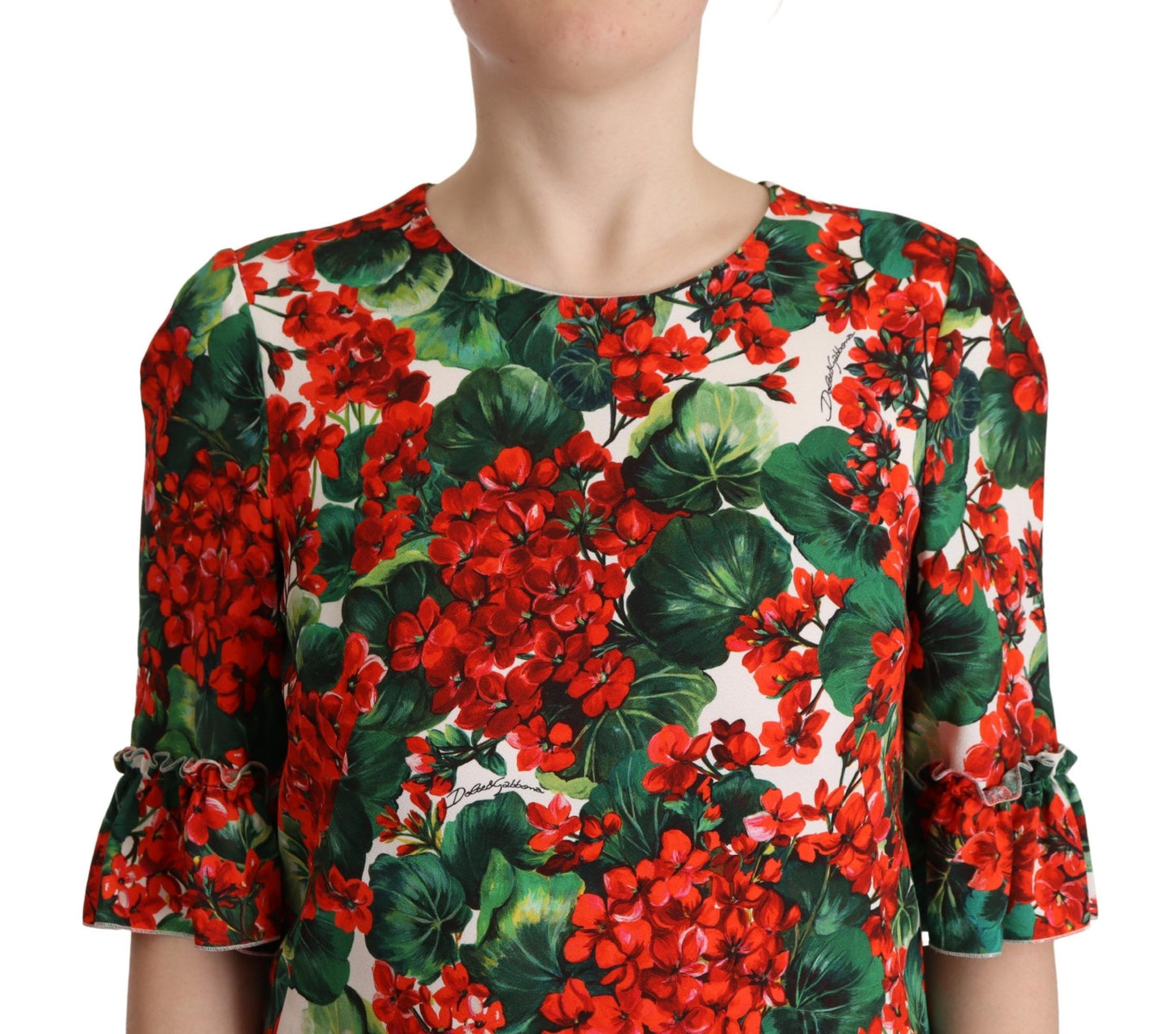 Dolce &amp; Gabbana Multicolor Red Floral Shift Gown Dress