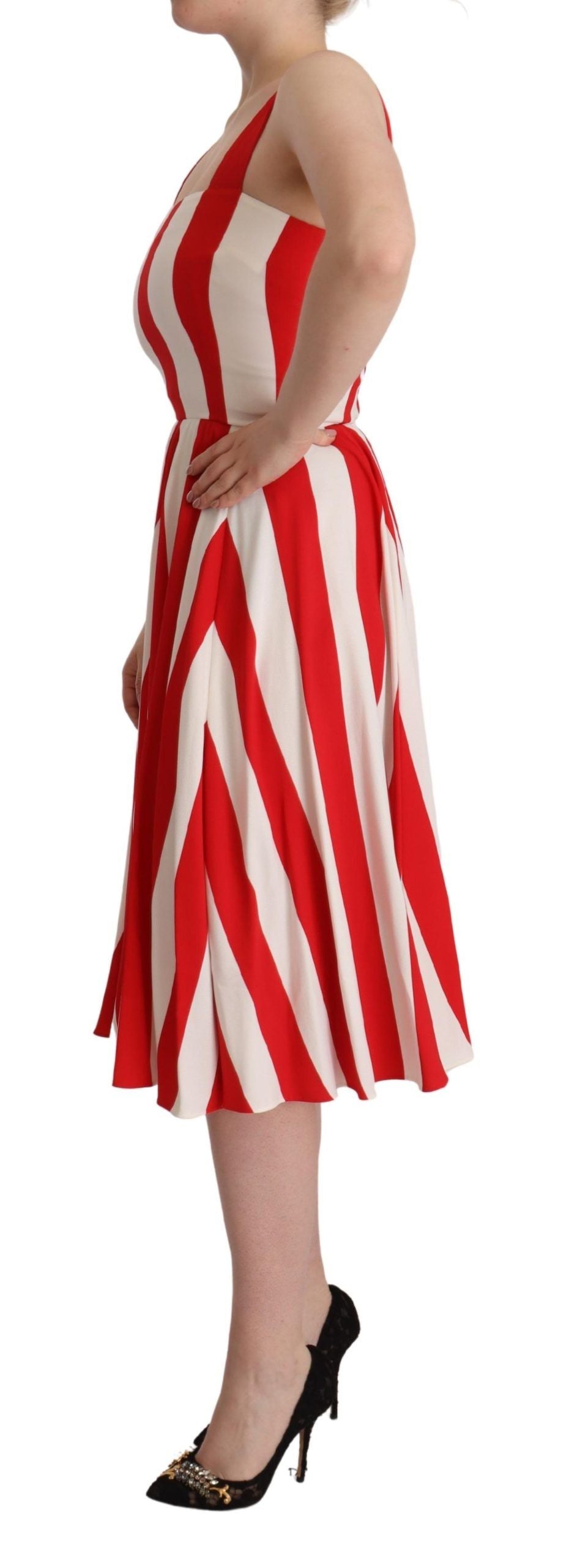 Dolce &amp; Gabbana White Red Stretch Shift A-line Gown Dress