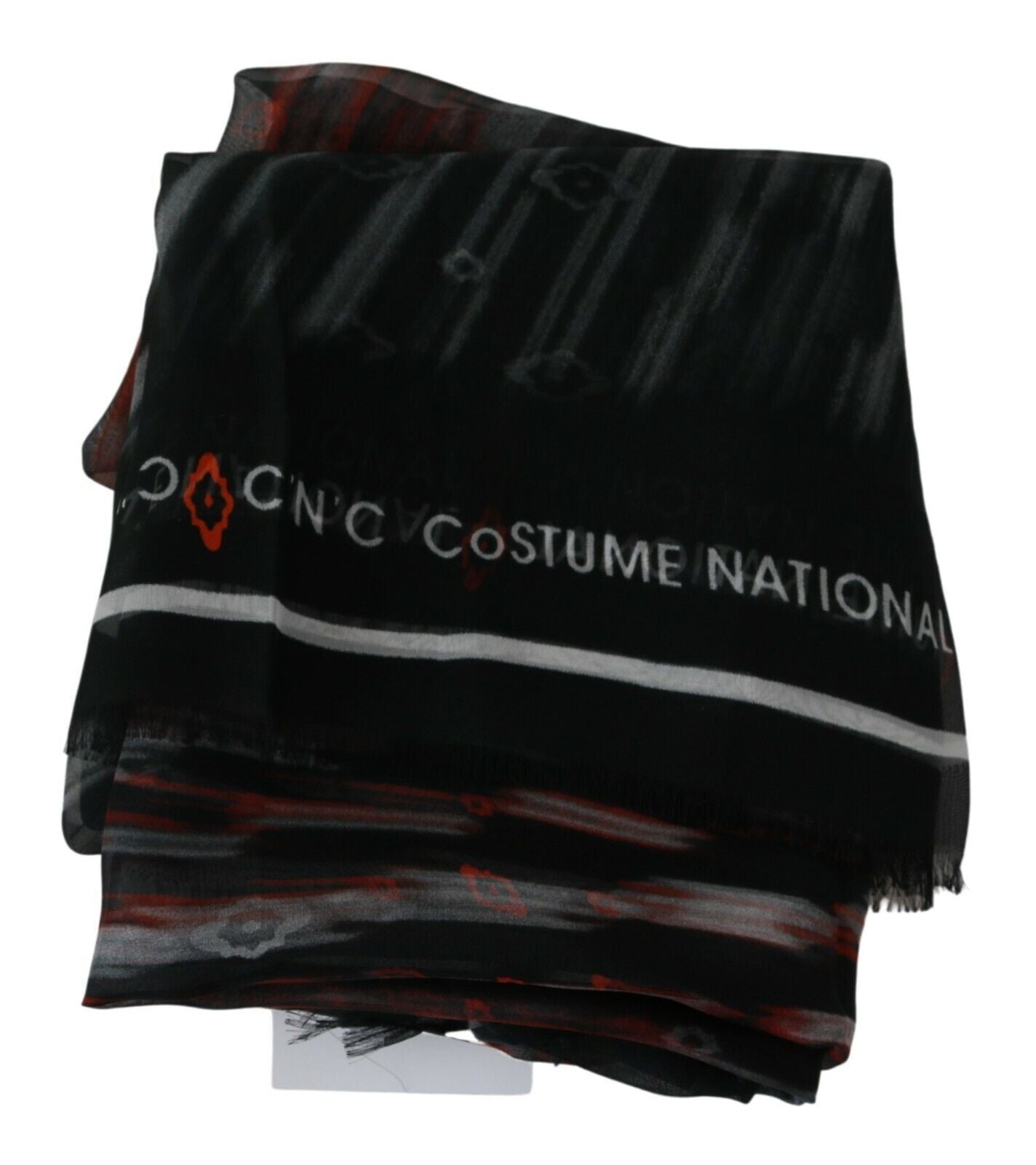 Dolce &amp; Gabbana Black Grey Silk Foulard Branded C'N'C Scarf