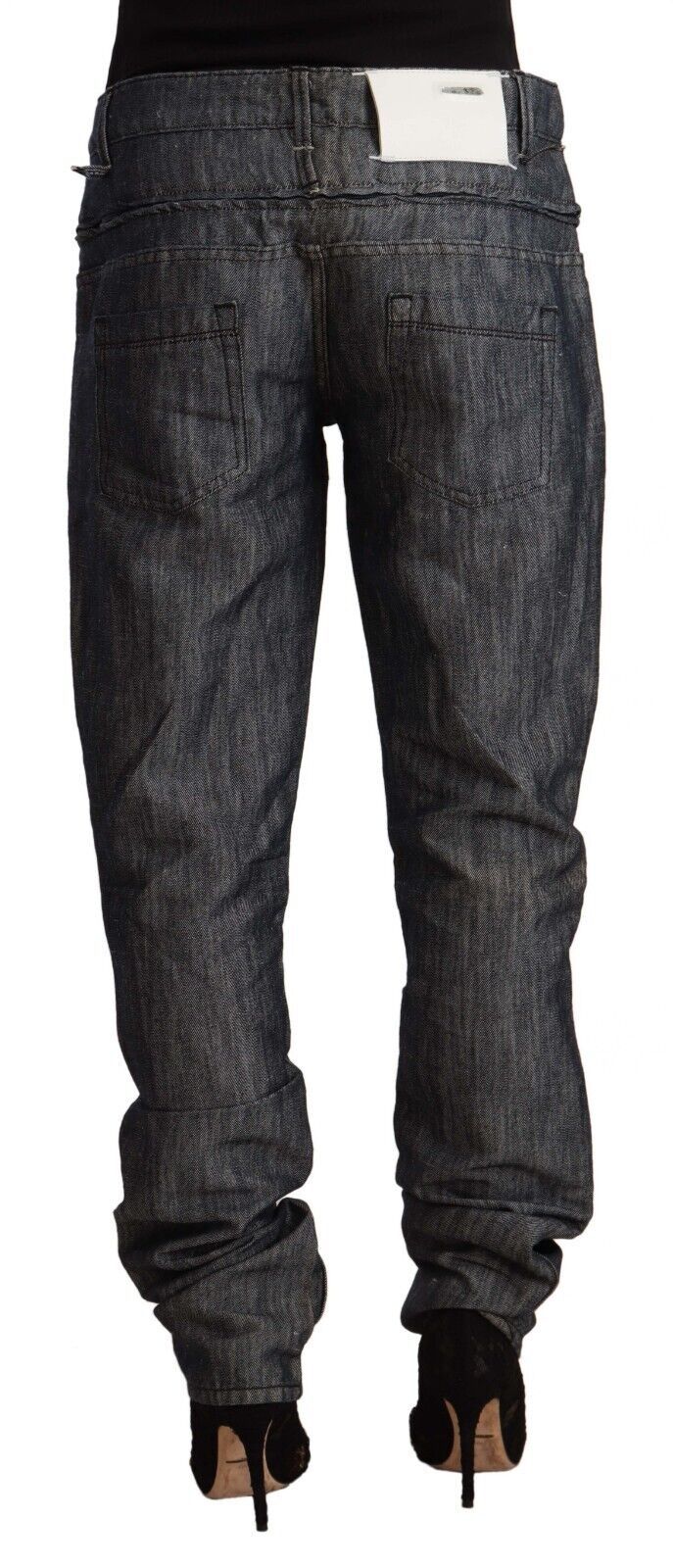 Acht Dark Grey Ramie Mid Wide Waist Straight Denim Jeans