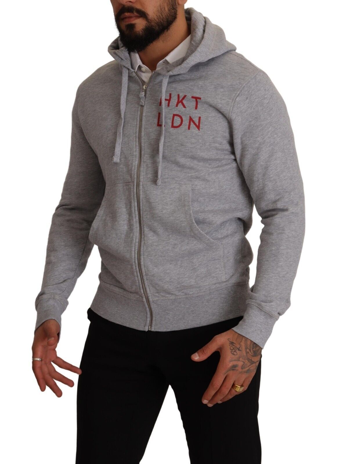 Hackett Grey Full Zip Hooded Cotton Sweatshirt Sweater