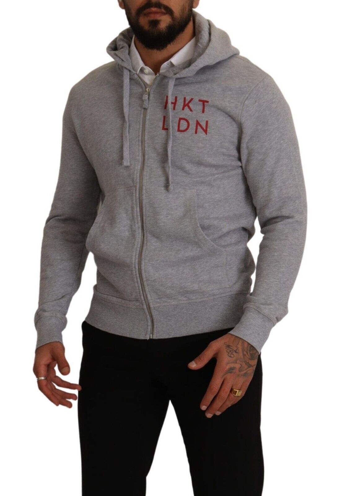 Hackett Grey Full Zip Hooded Cotton Sweatshirt Sweater