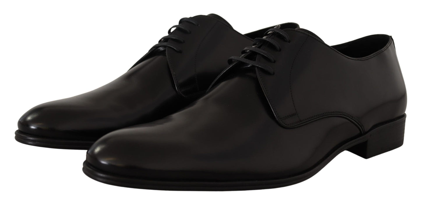 Dolce &amp; Gabbana Black Leather Lace Up Formal Derby Shoes