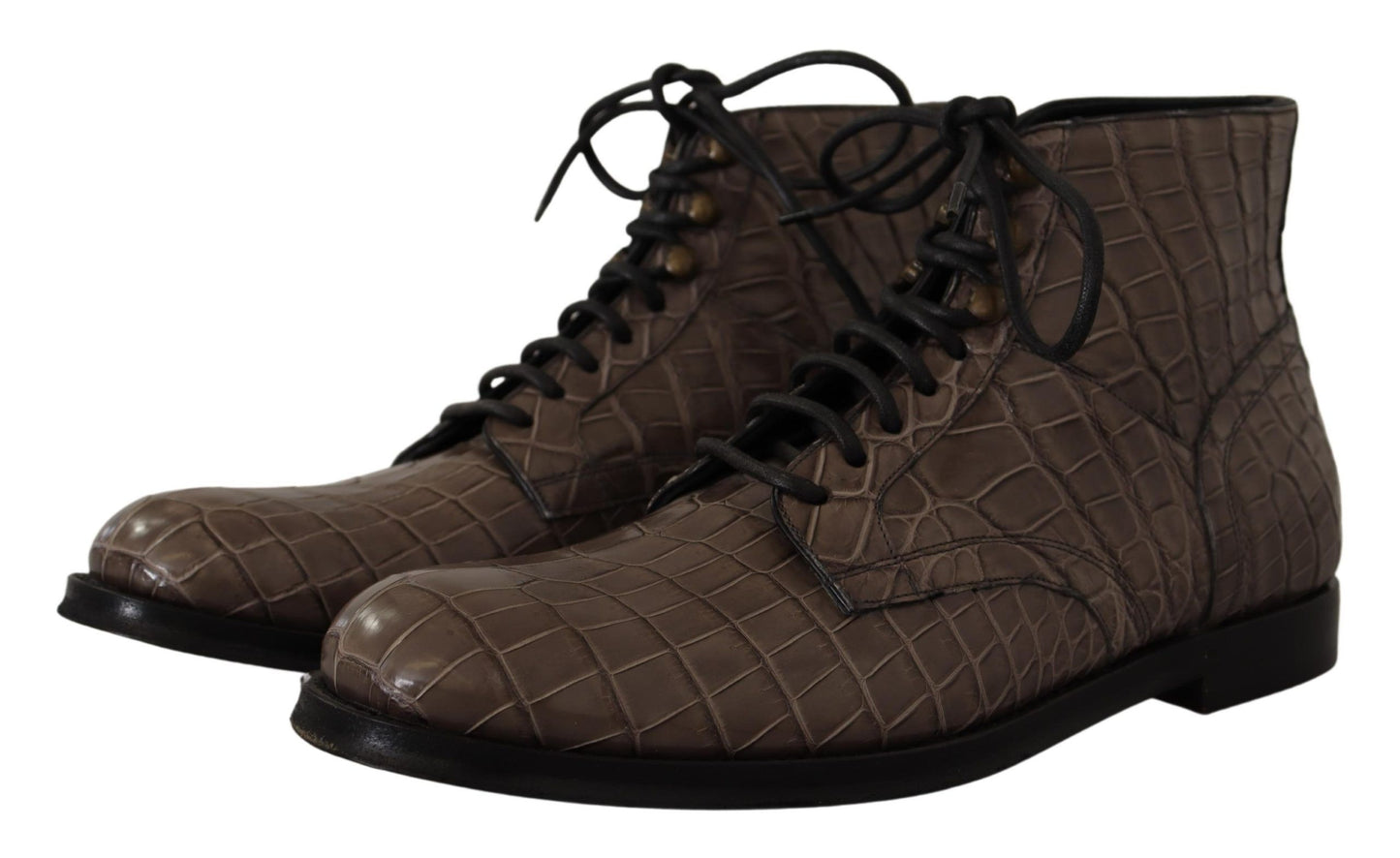 Dolce &amp; Gabbana Grey Crocodile Leather Derby Boots