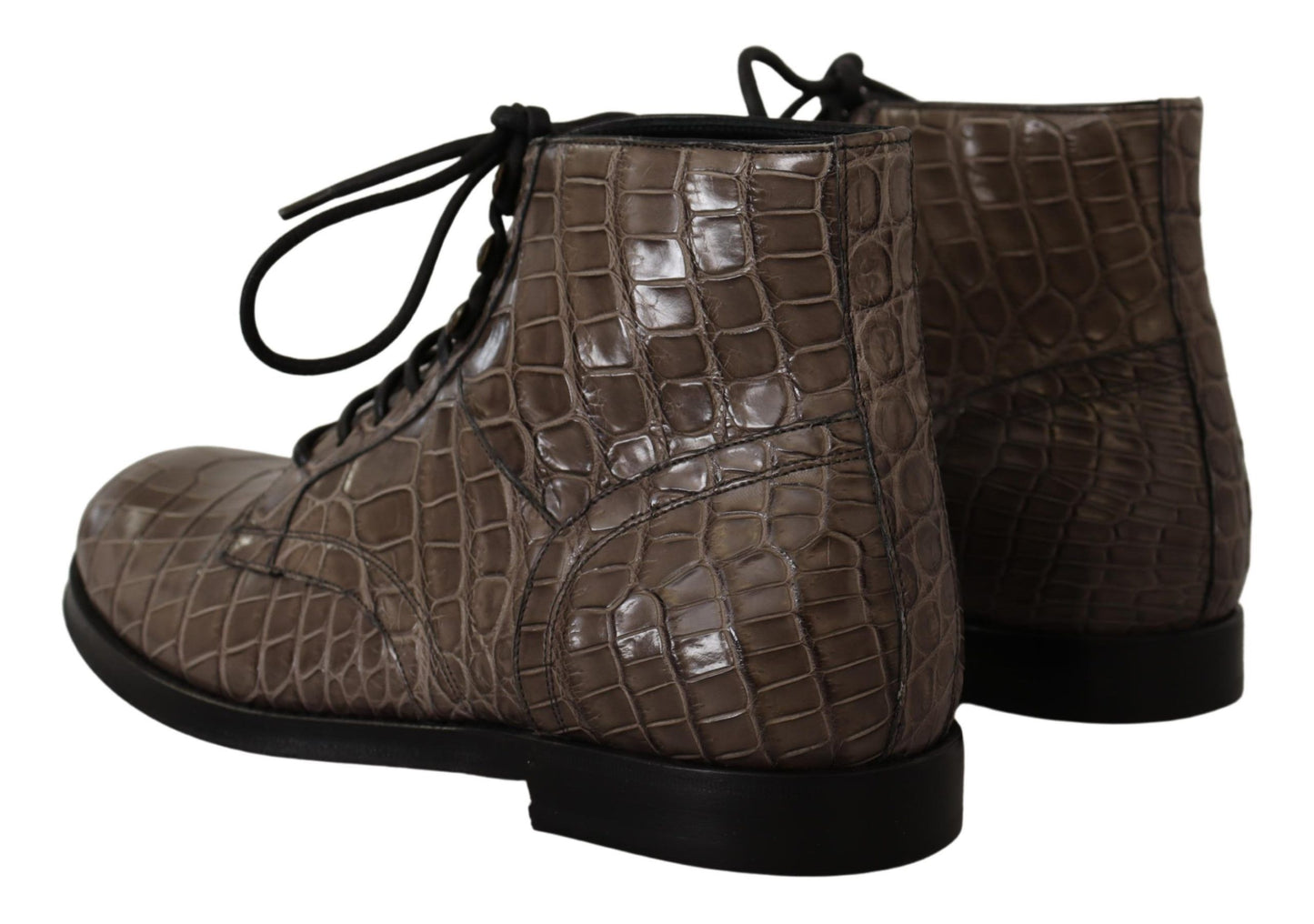 Dolce &amp; Gabbana Grey Crocodile Leather Derby Boots