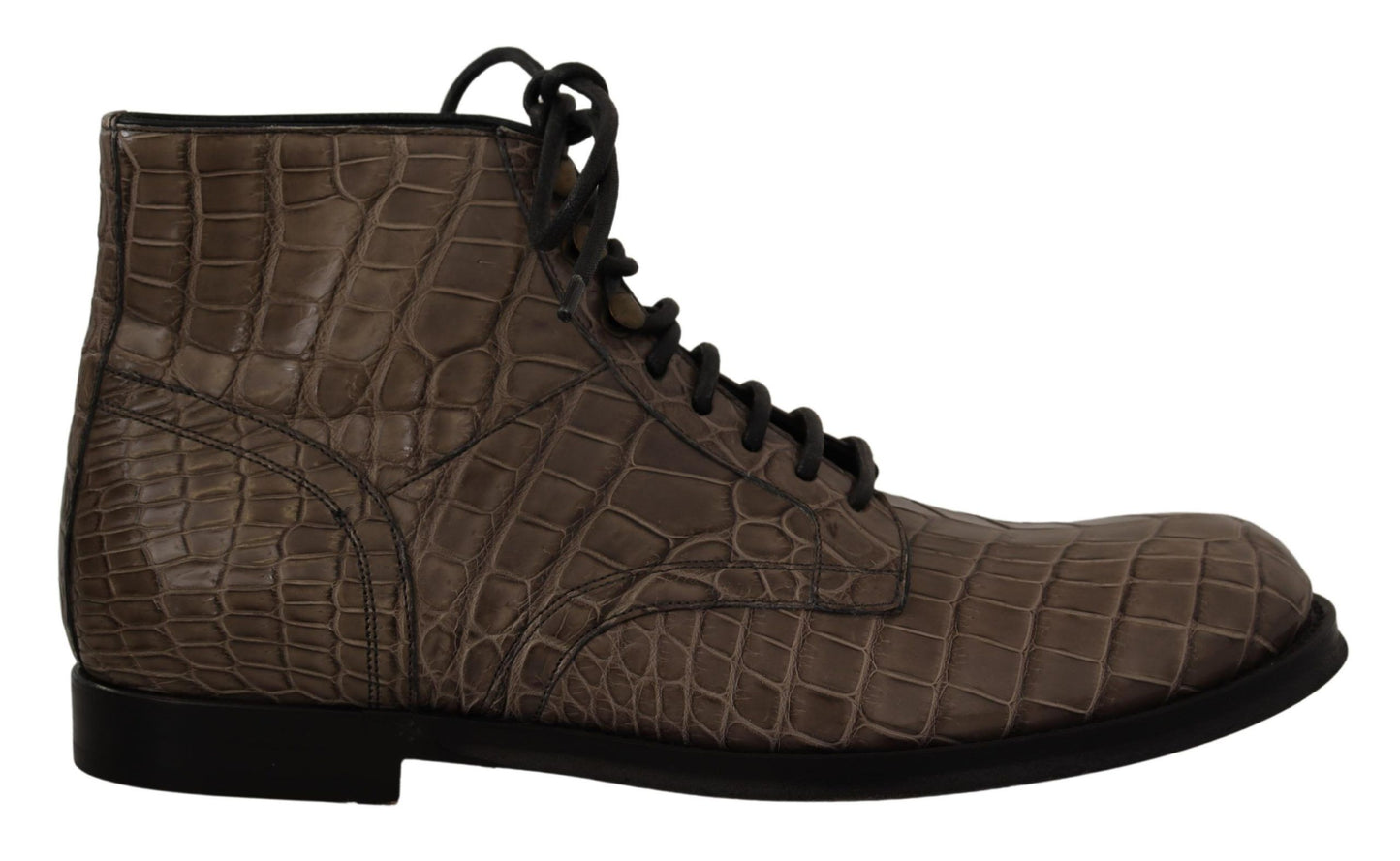 Dolce &amp; Gabbana Grey Crocodile Leather Derby Boots