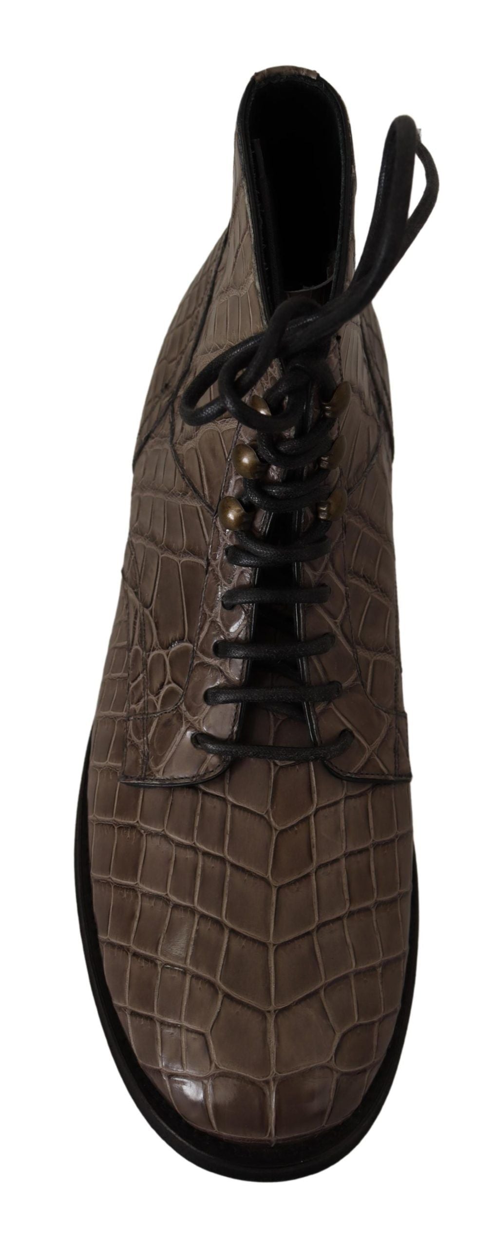 Dolce &amp; Gabbana Grey Crocodile Leather Derby Boots