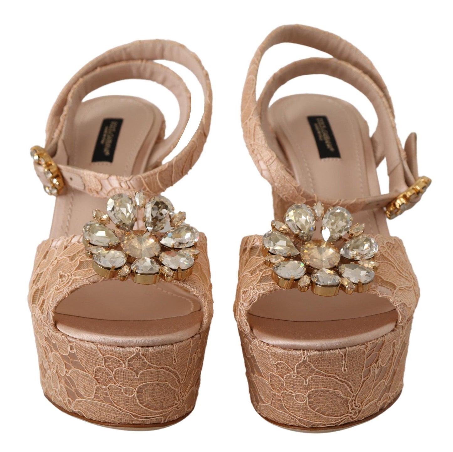 Dolce &amp; Gabbana Pink Lace Taormina Platform Sandals Shoes