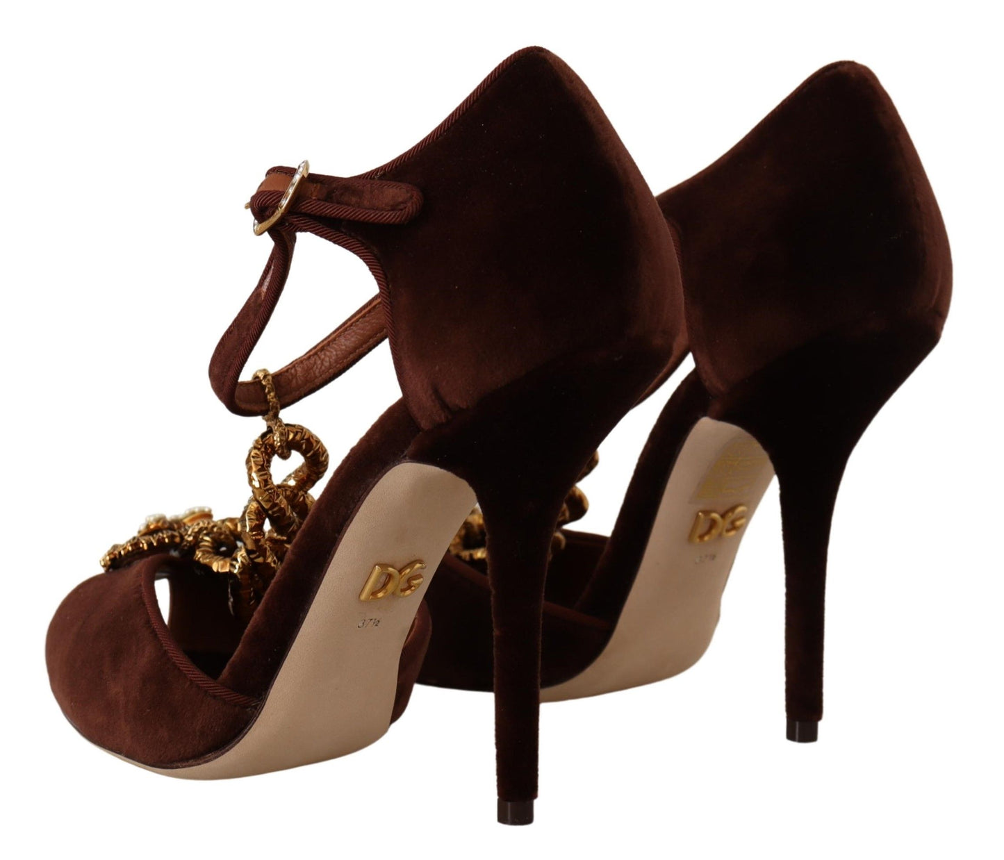 Dolce &amp; Gabbana Brown Coppar Devotion Heart Sandals Shoes