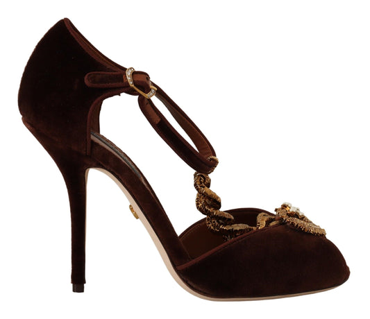 Dolce &amp; Gabbana Brown Coppar Devotion Heart Sandals Shoes