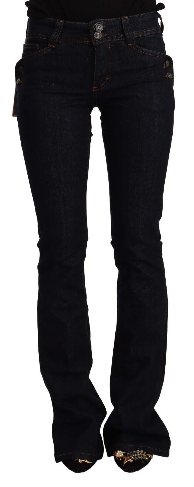 John Galliano Chic Flared Mid-Waist Black Jeans