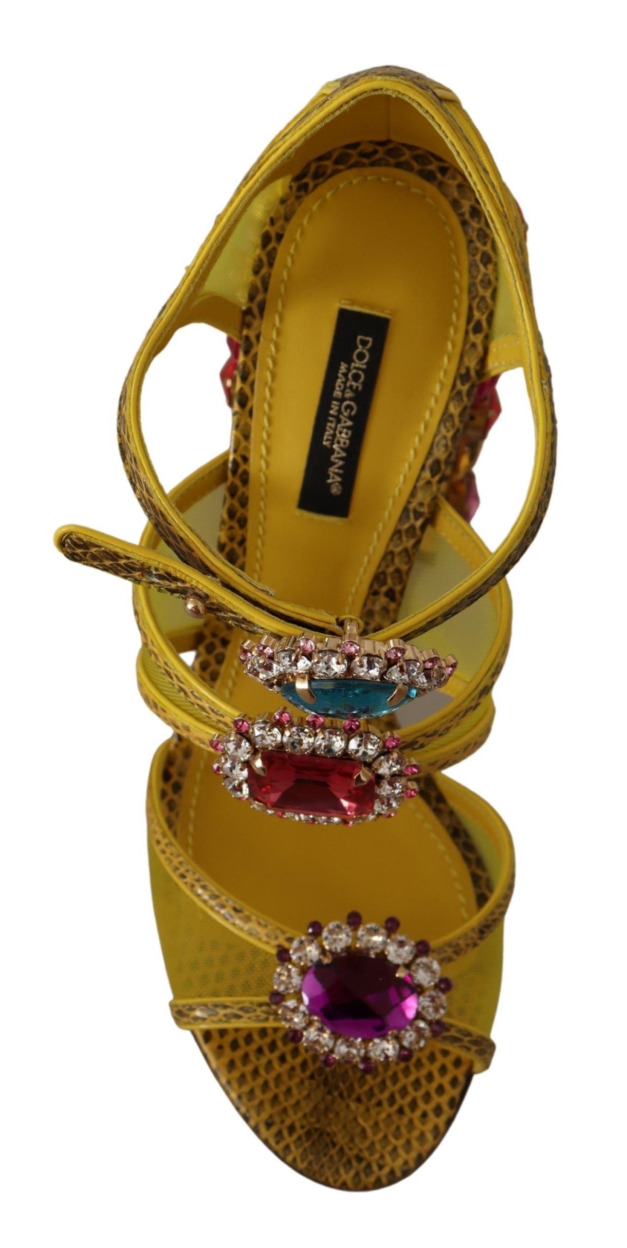 Dolce &amp; Gabbana Yellow Leather Crystal Ayers Sandals Shoes