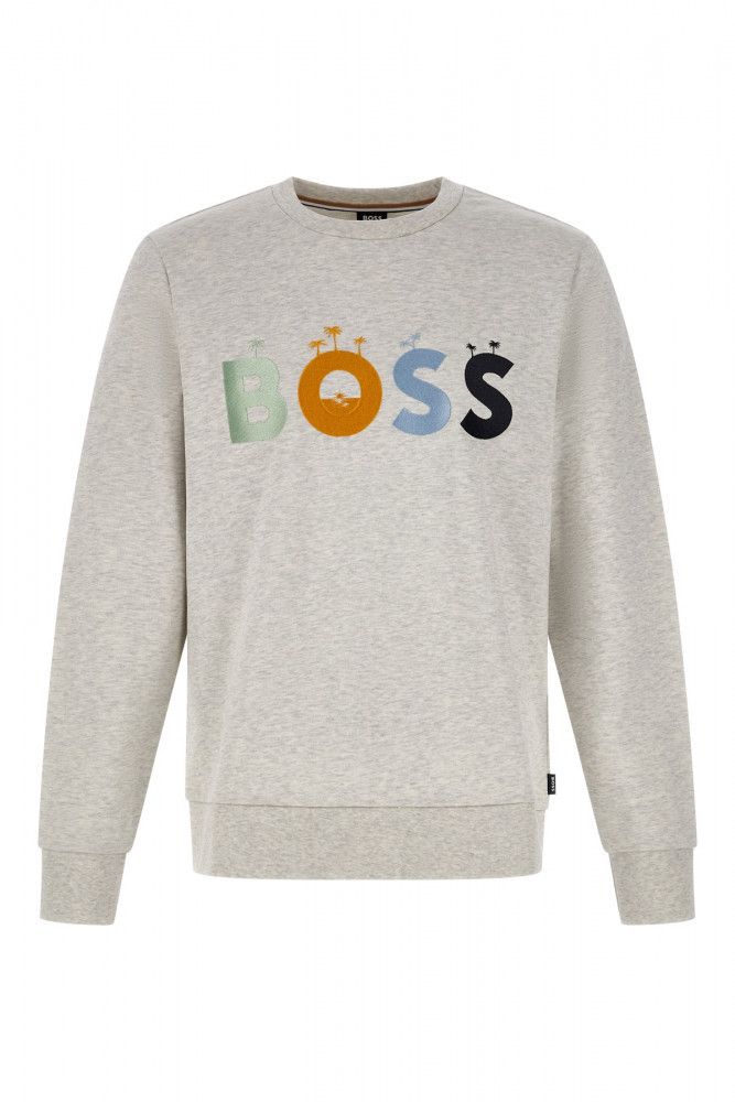 Mga Detalye ng Logo ng Hugo Boss Grey Cotton Sweatshirt