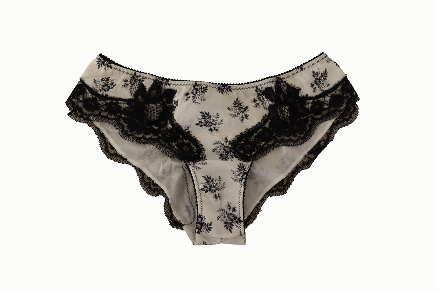 Dolce &amp; Gabbana White Floral Lace Satin Briefs Underwear