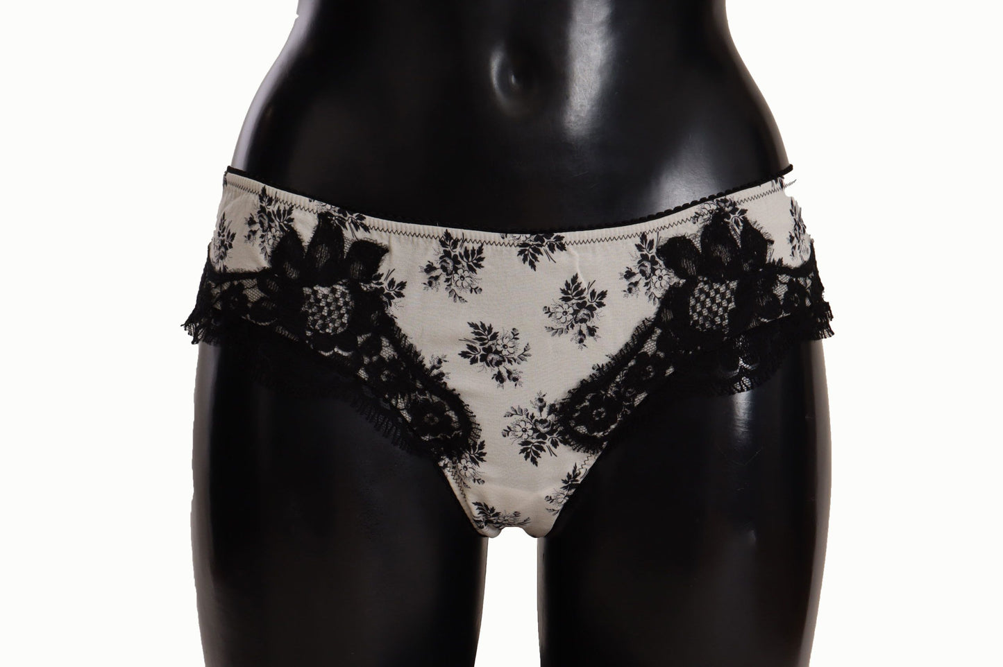 Dolce &amp; Gabbana White Floral Lace Satin Briefs Underwear