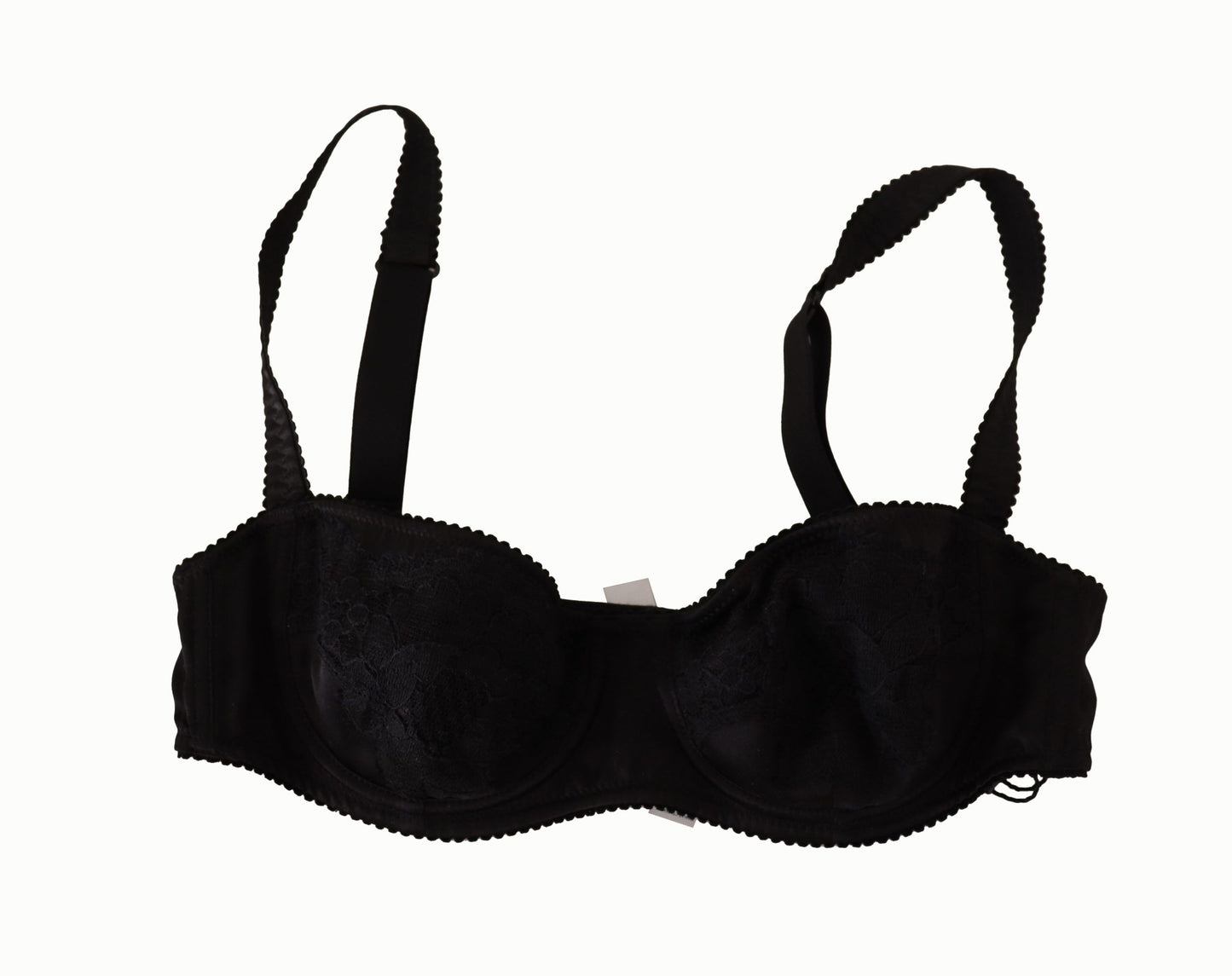 Dolce &amp; Gabbana Black Polka Dot Satin Lace Balconette Bra