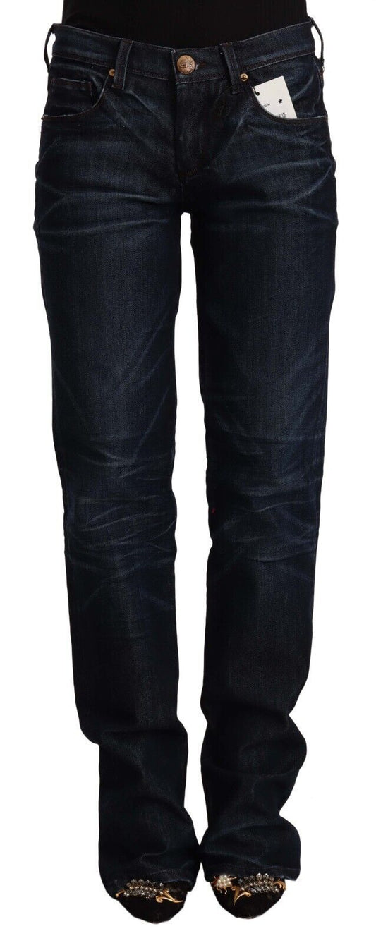 Ermanno Scervino Dunkelblaue, mittelhohe, gerade Jeans aus Baumwolldenim