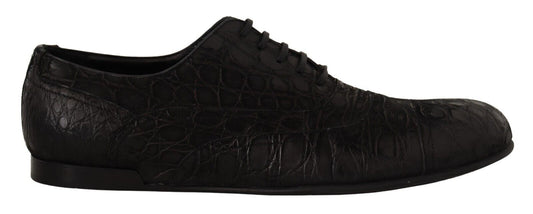 Dolce &amp; Gabbana Black Caiman Leather Mens Oxford Shoes