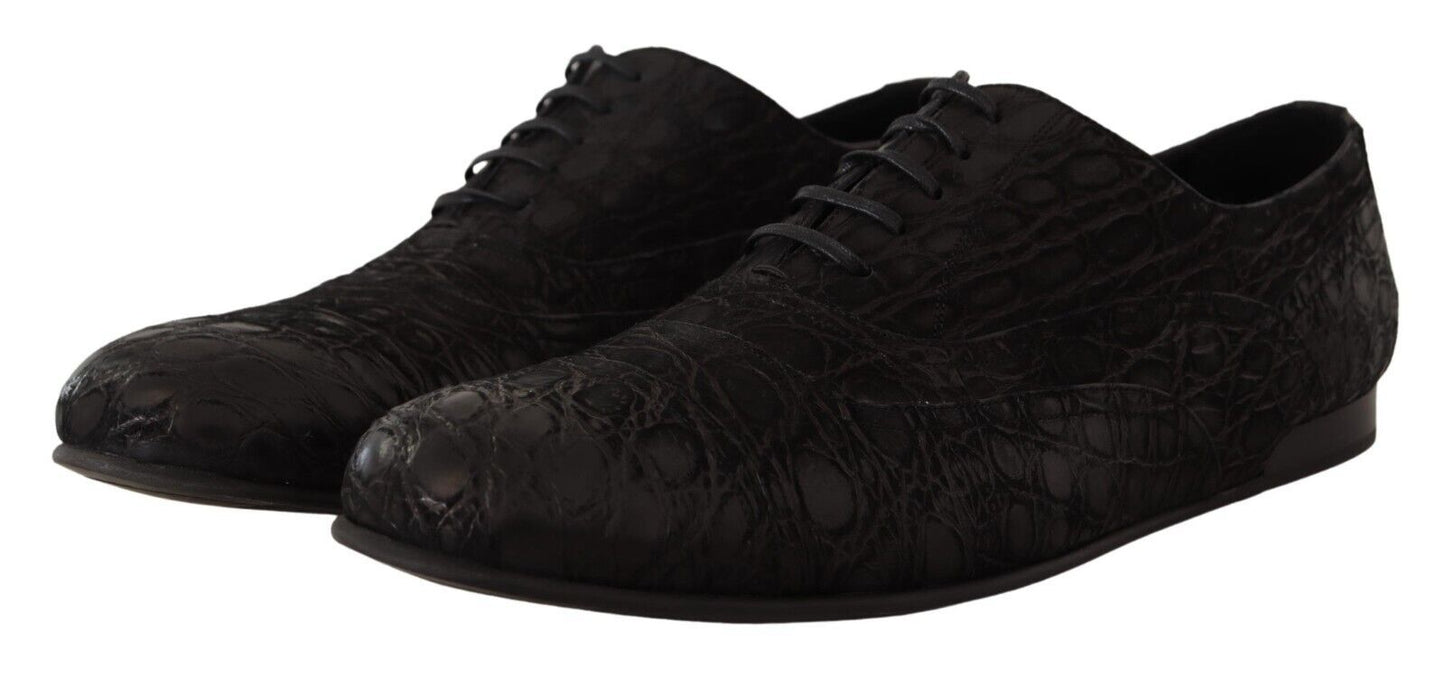 Dolce &amp; Gabbana Black Caiman Leather Mens Oxford Shoes