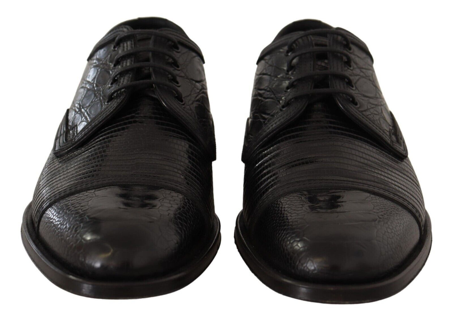 Dolce &amp; Gabbana Black Exotic Leather Lace Up Formal Derby Shoes