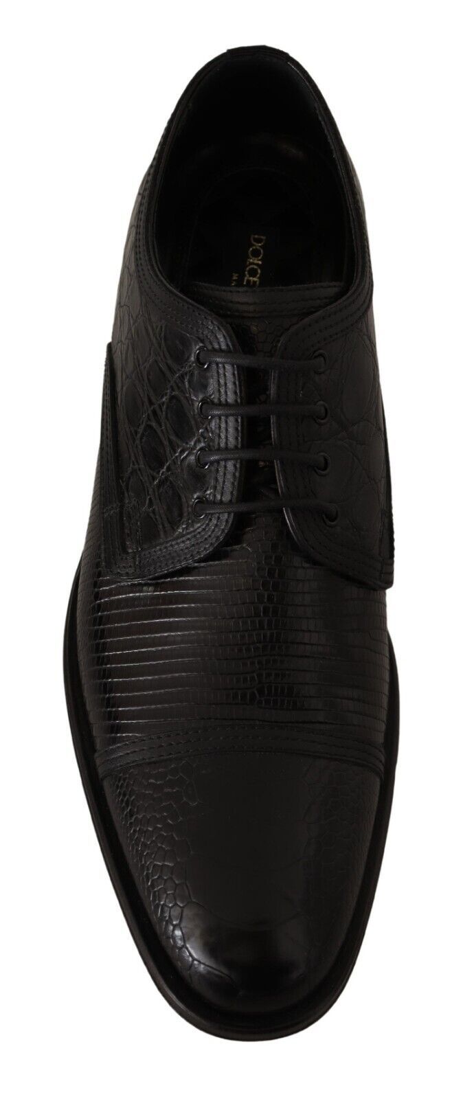 Dolce &amp; Gabbana Black Exotic Leather Lace Up Formal Derby Shoes