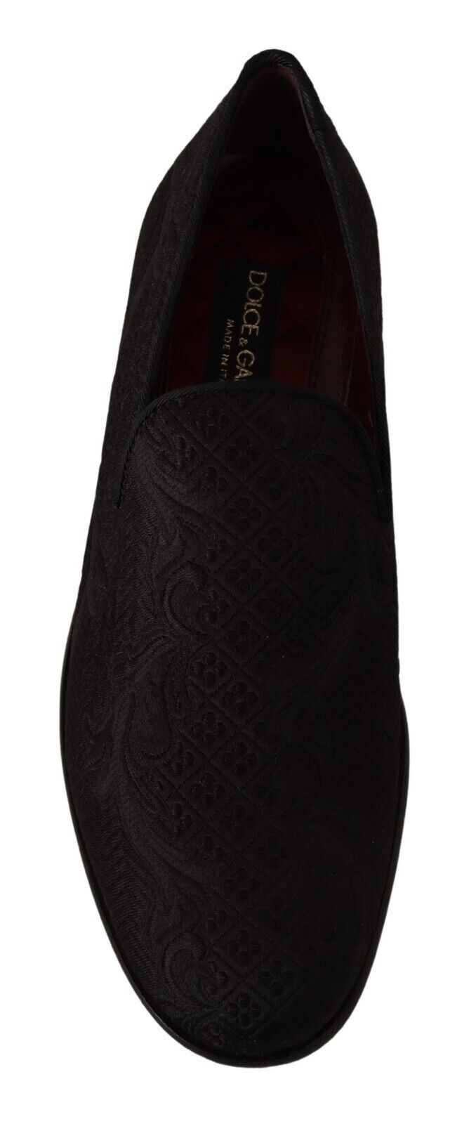 Dolce &amp; Gabbana Black Floral Brocade Slippers Loafers Shoes